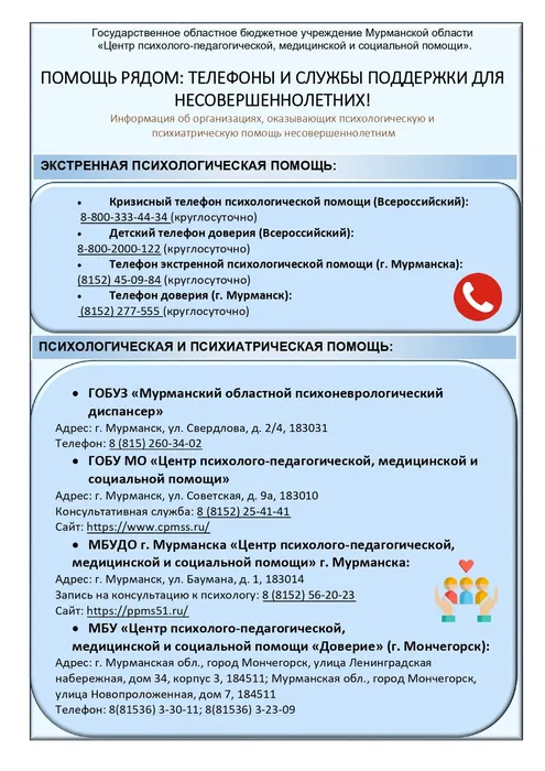 Памятка для несовершеннолетних Помощь рядом. Телефоны и службы поддержки несовершеннолетних в Мурманске (1)_page-0001